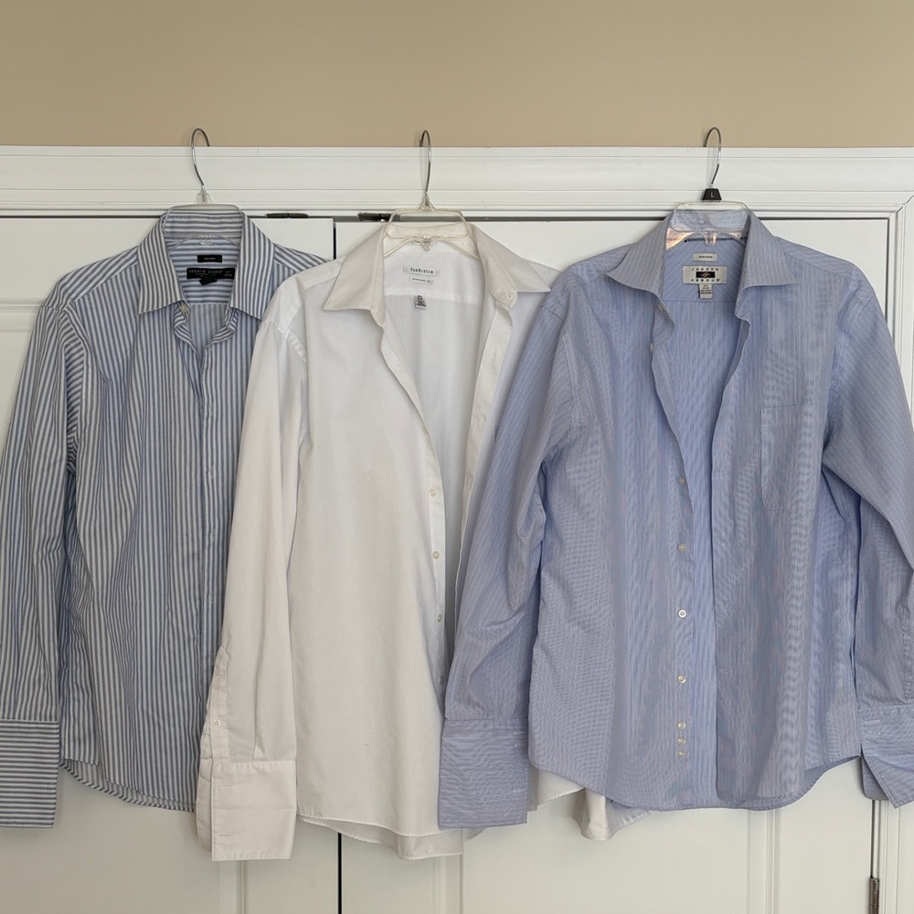 Lot of 3 Cuff Link Dress Shirts 16.5 34/35